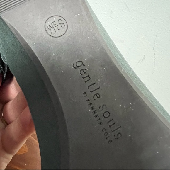 Gentle Souls Noa Leather Green Metallic Wedge Elastic Straps Round Toe Shoe 9.5 - Picture 11 of 12